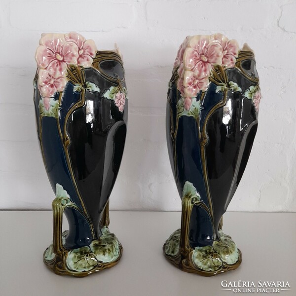 Jugendstil nagyméretű váza pár, 39 cm