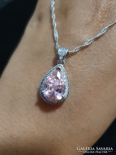 Half price! Miracle! Pink zirconia necklace set in marked platinum (pt950).