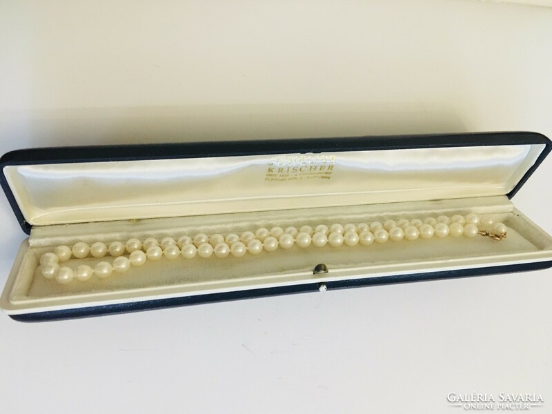 Tenyésztett Fehér Gyöngysor Arany Zár Etui Vintage