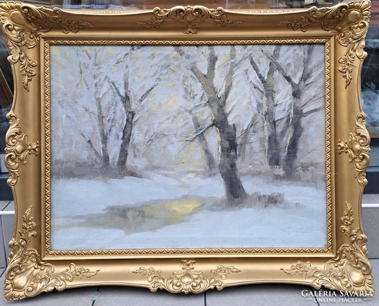 László Kézdi-Kovács (1864-1942): winter landscape, 60x80 cm.