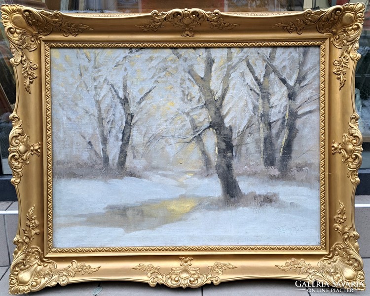 László Kézdi-Kovács (1864-1942): winter landscape, 60x80 cm.