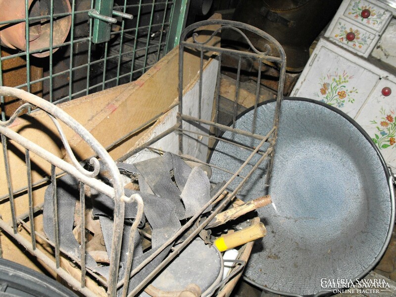 Antik Ritka Nagy 50cm Kovácsoltvas baba ágy keret bútor  vizsgamunka