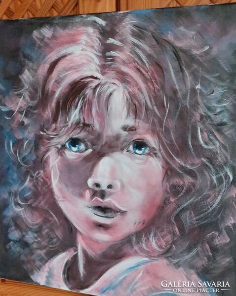"KISLÁNY" gyermek-portré feszített vásznon 50 x50 cm
