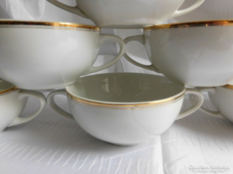 Hollóházi arany csíkos krémleveses csészék - 6 darab