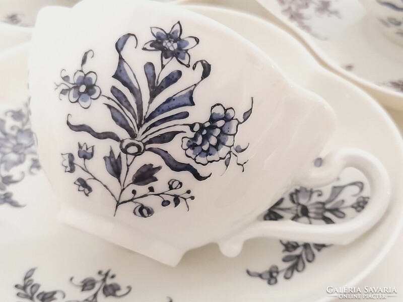 Antik kézzel festett rózsafogós porcelán kávés/teás készlet