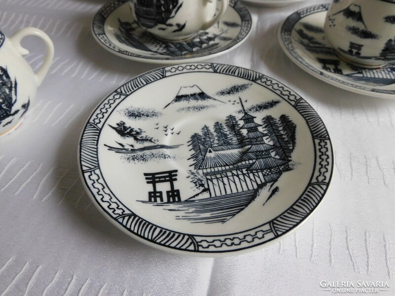 Bone china vintage coffee set with oriental pattern