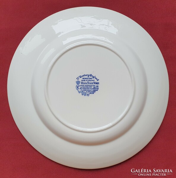 Ironstone Royal Tudor Ware angol kék jelenetes porcelán tányér