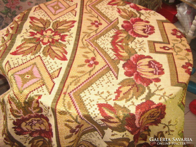 Beautiful antique secession style vintage pink huge woven bedspread