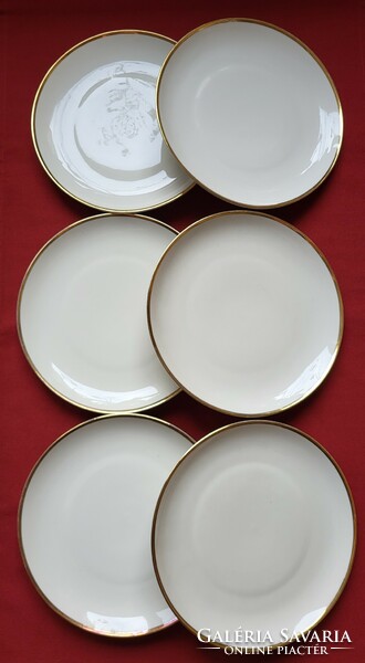 6pcs Johann Seltmann vohenstrauß bavaria German porcelain plate small cake plate with gold edge