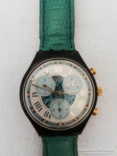 Swatch ag 1993 crono green gold watch