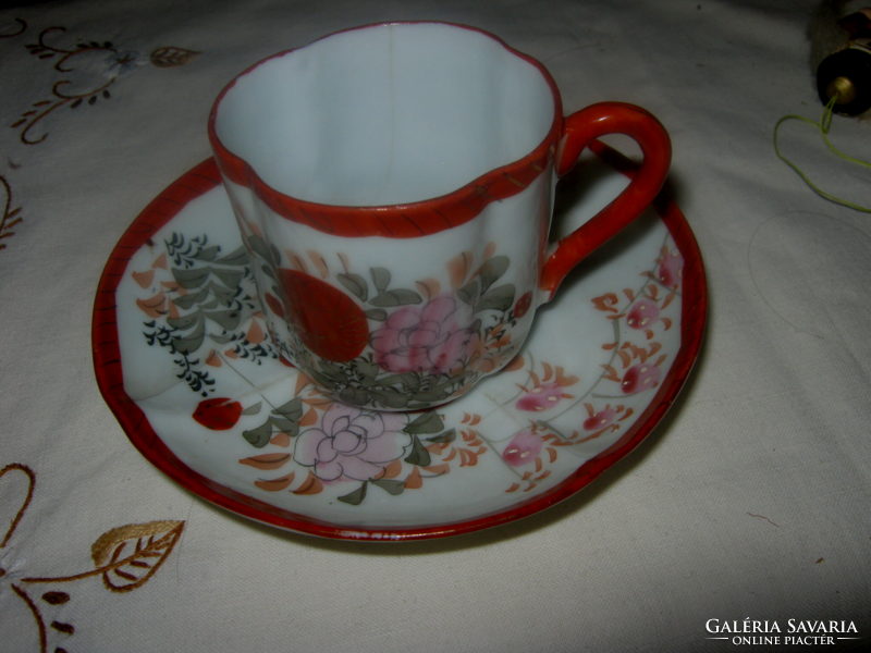 Old oriental coffee eggshell porcelain cup and plate