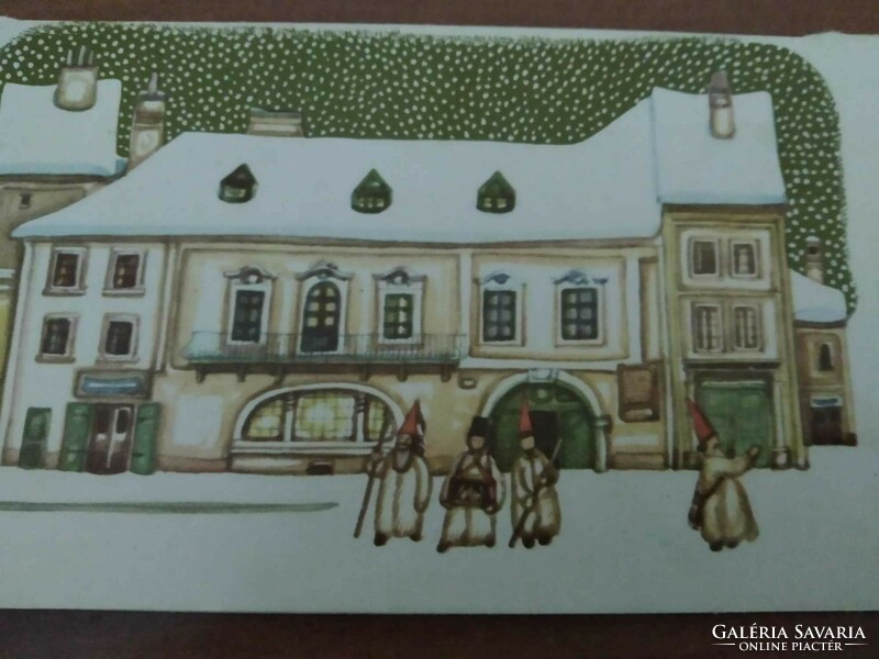 Old Christmas postcard, drawing: Erzsébet Szűcs