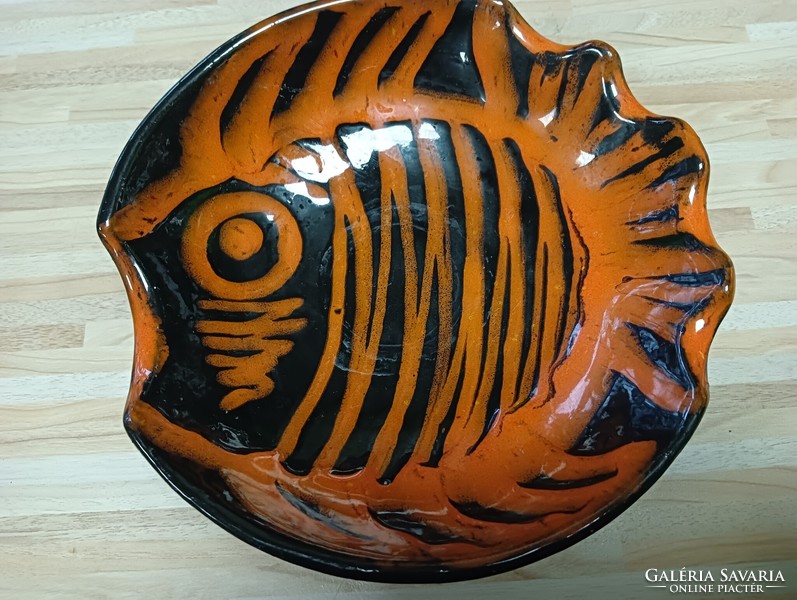 Applied art fish glazed ceramic table