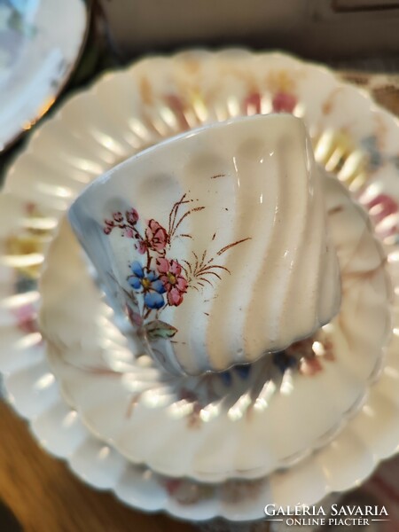 Antique luneville faience chocolate cup + base