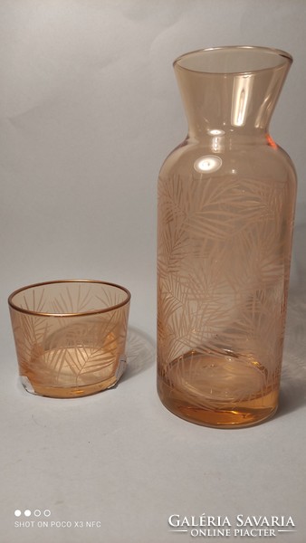 Luxus érzületű FERN éjjeli ivó üveg készlet kiöntő plusz pohár fedő nagyon elegáns hálószoba dekor