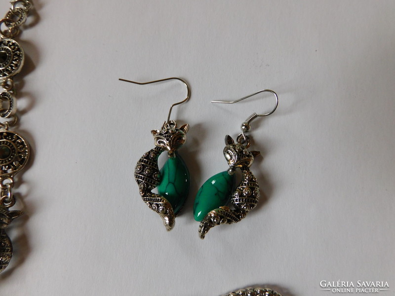 Fox jewelry set (chain, earrings, bracelet)