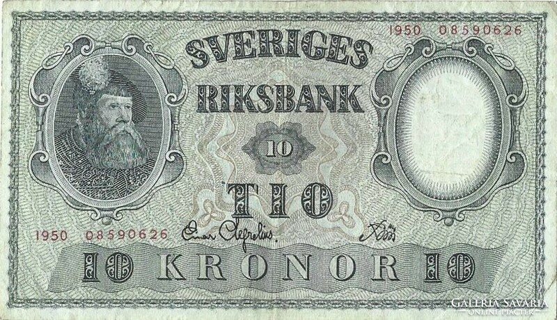 10 kronor korona 1950 Svédország