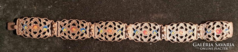 Antique jewelry, openwork metal enamel goldsmith work, bracelet. Size: 19 cm. Personal delivery Budapest xv. Dist