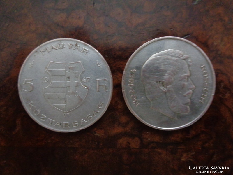 2 db 1947-es Ezüst 5 forintos