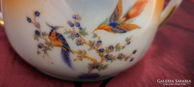 Antique bird porcelain sugar bowl (l4358)