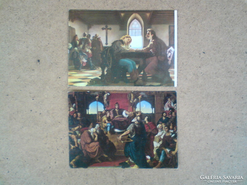 Old painting postcards 2 pcs. (Paintings on a postcard)