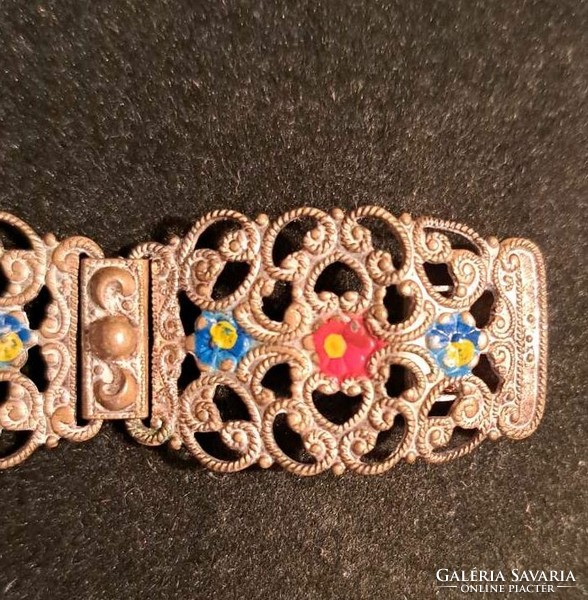 Antique jewelry, openwork metal enamel goldsmith work, bracelet. Size: 19 cm. Personal delivery Budapest xv. Dist