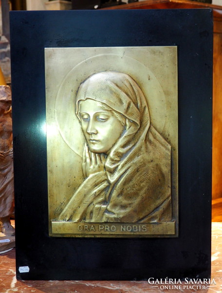 Hugo Keviczky (1879-1944) - praying Mary - metal relief - 1931.