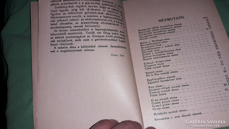 1921.Grész Leó :A galvánelemek összeállítása könyv képek szerint Németh József