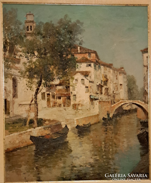 Zsolt Czinege (1964-): Venice. Canvas, with frame, 80 x 70 cm.