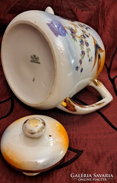 Antique bird porcelain teapot, spout (l4359)