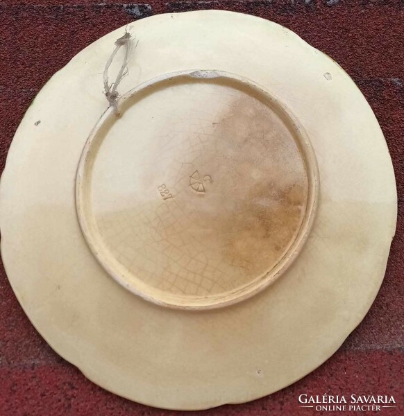 Antik Körmöcbányai majolika tányér, falitányér - nagyobb méret