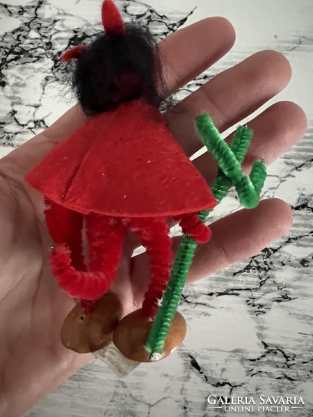 Old felt and chenille Krampus Christmas tree decoration