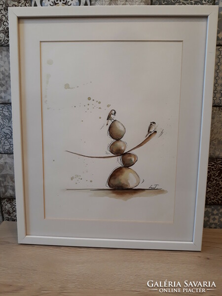 A charming painting with zen sparrows, created by Simon the Elf