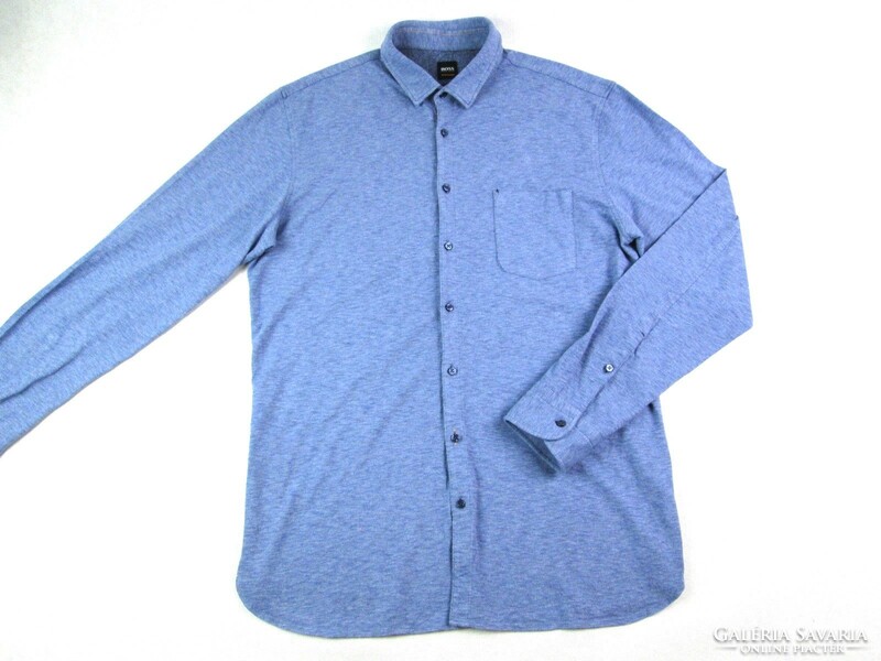 Original hugo boss (xl) pastel blue long-sleeved men's cotton shirt