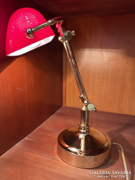 Adjustable copper banker's lamp, 44cm