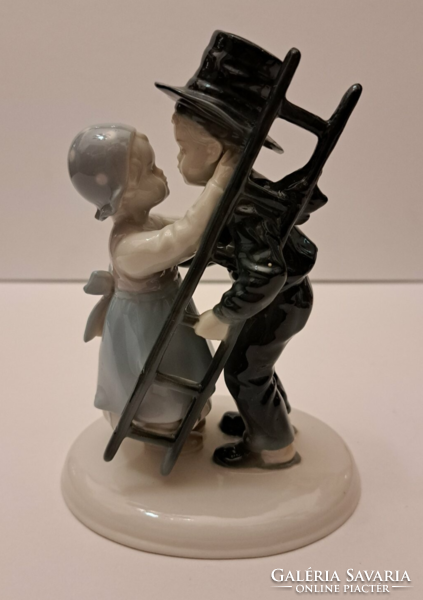 Metzler - ortloff chimney sweep boy porcelain figurine 16 cm, large size