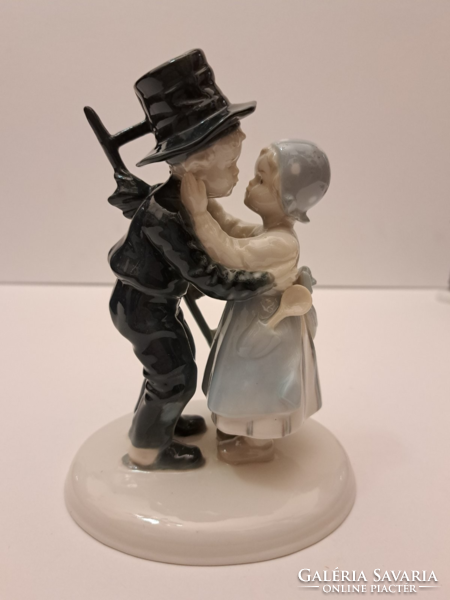 Metzler - Ortloff kéményseprő kisfiú porcelán figura 16 cm, nagy méretű