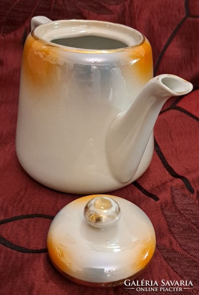 Antik madaras porcelán teás kanna, kiöntő (L4359)