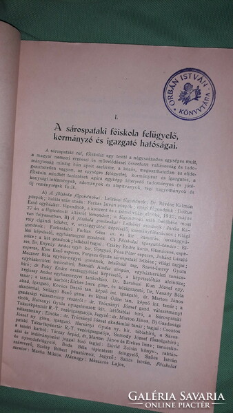 1932.dr.Vasady Béla:A sárospataki ref főiskola értesítóje 1931-32. évre a képek szerint SÁROSPATAK