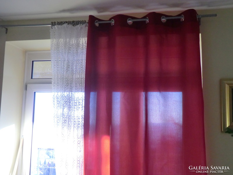 Burgundy silk curtain rod 140x125 cm