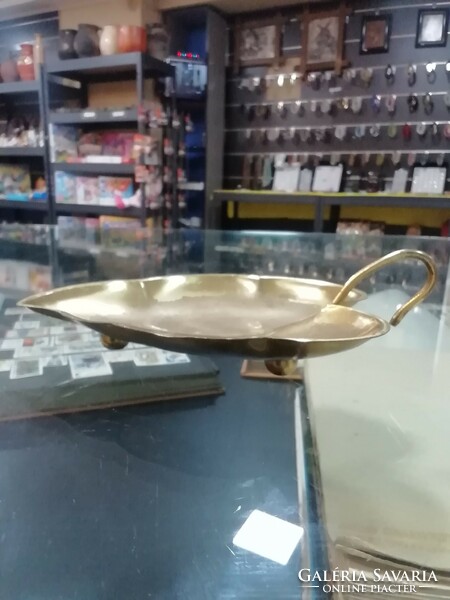 Brass ashtray in the shape of a leaf