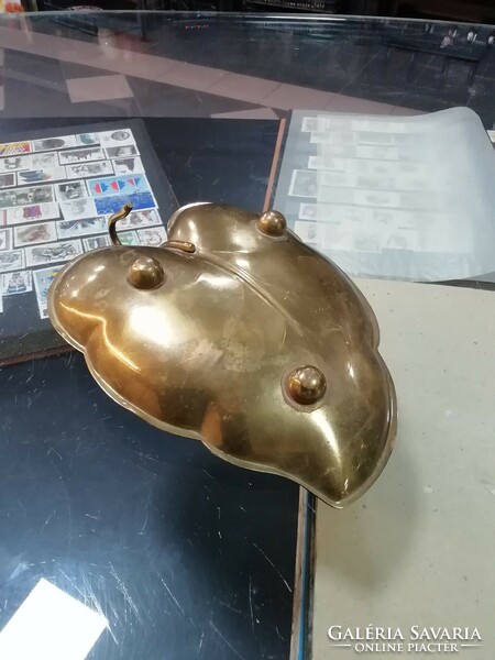 Brass ashtray in the shape of a leaf