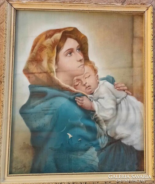 Kerényi  Madonna Kisjézussal - akvarell szentkép