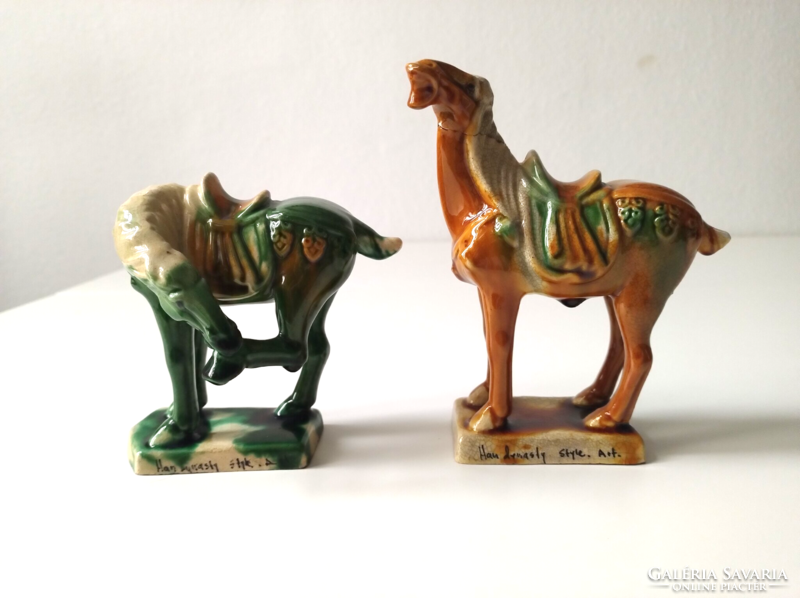 Old Chinese three-glazed (Sancai) Han Dynasty style war horse statue