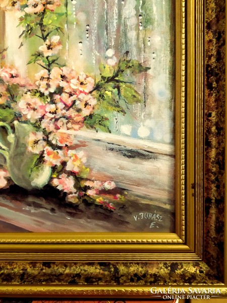 Tavasz az ablakban - kortárs festmény