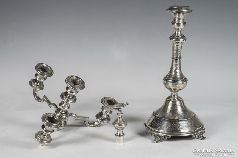 Silver four-branch candelabra - with pheasant plug - finely chiseled decor