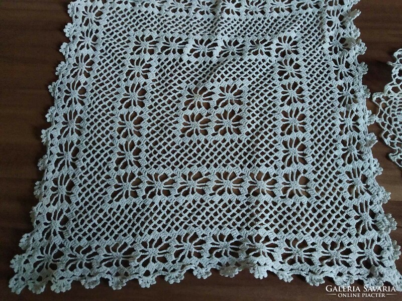 2 old very beautiful crocheted lace tablecloths in one