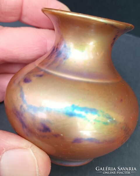 Extra rare miniature multicolor decorative vase by Zsolnay