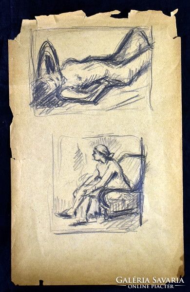 Antal Jancsek (1907-1990) study of two nudes