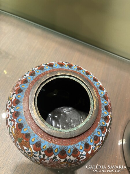 Rare Chinese split enamel cloisonne vase